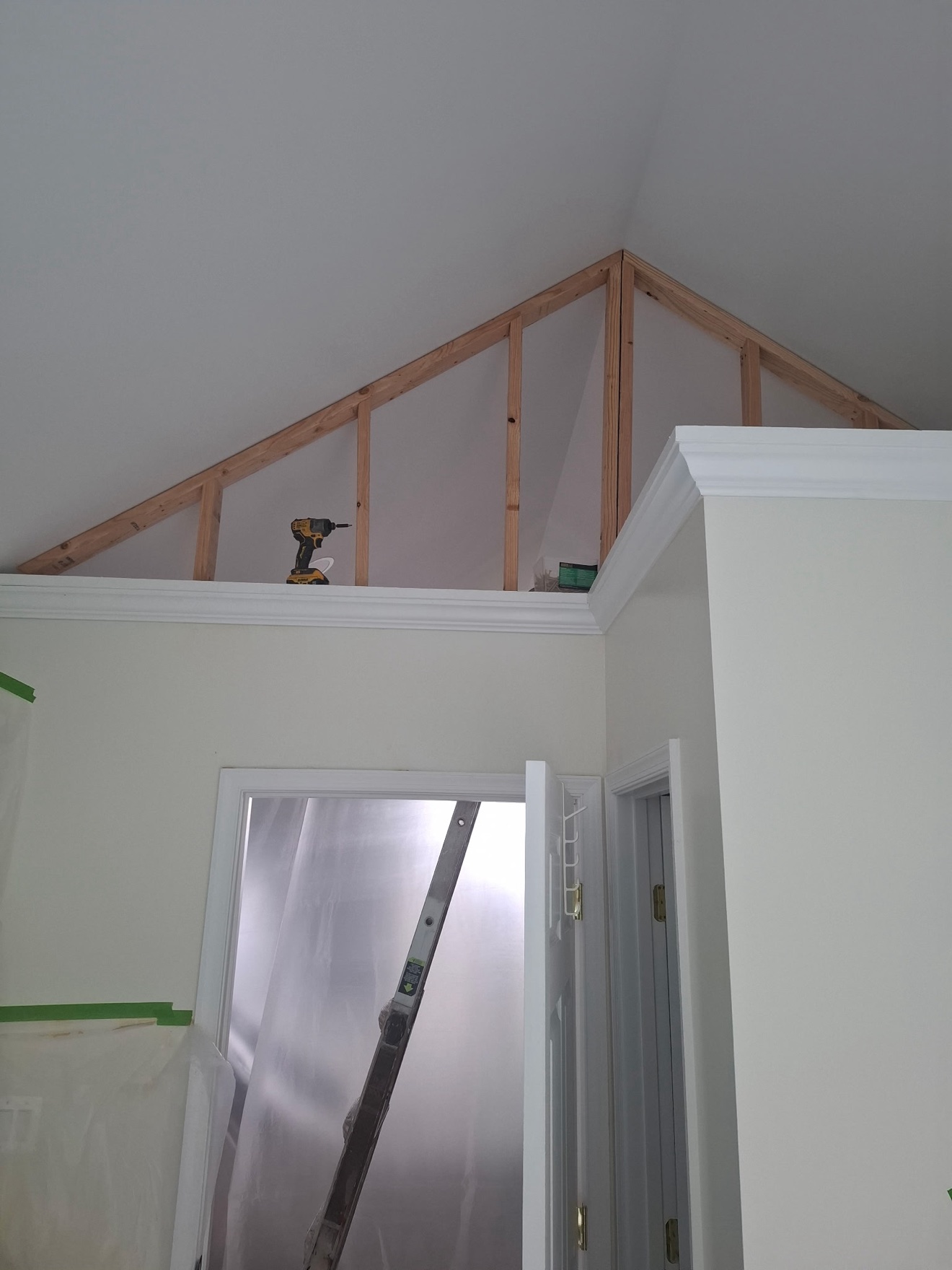 Francisco's custom wood framing built to a vaulted ceiling pitch