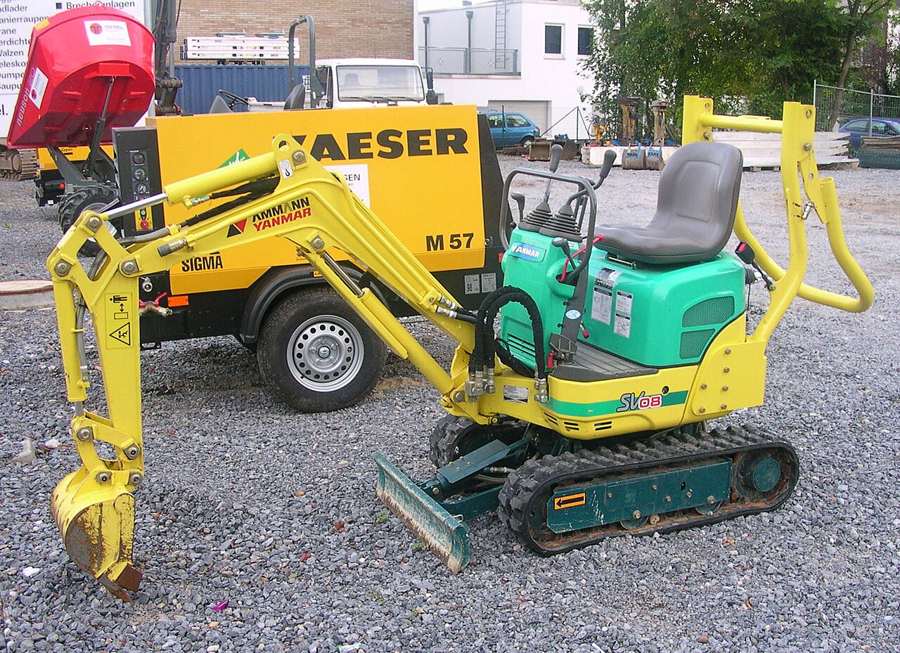Mini excavator ready for digging and grading work